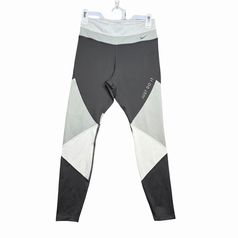 Nike Dri-FIT Leggings Womens M Black Gray Colorblock Just Do It CJ2450-073